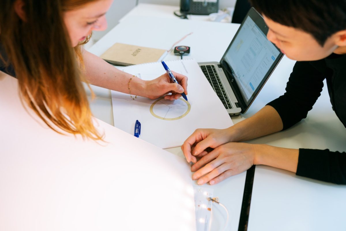 A team analyzing the results of a brand awareness survey - a common method for measuring brand awareness