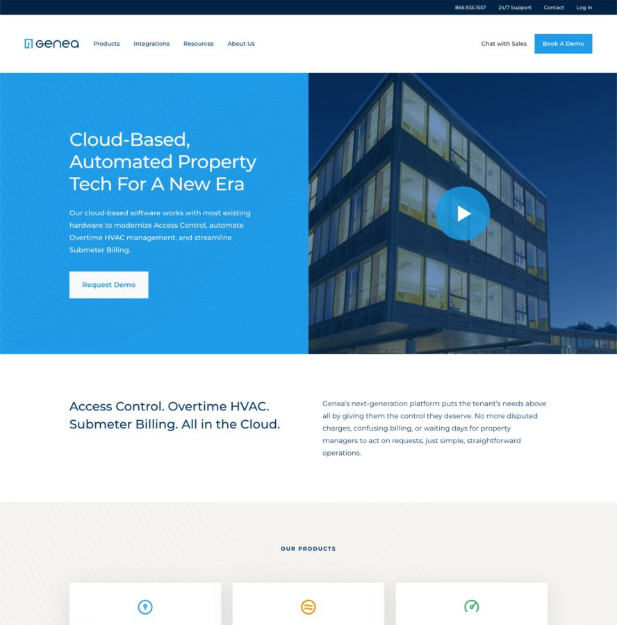 Genea's widescreen responsive homepage