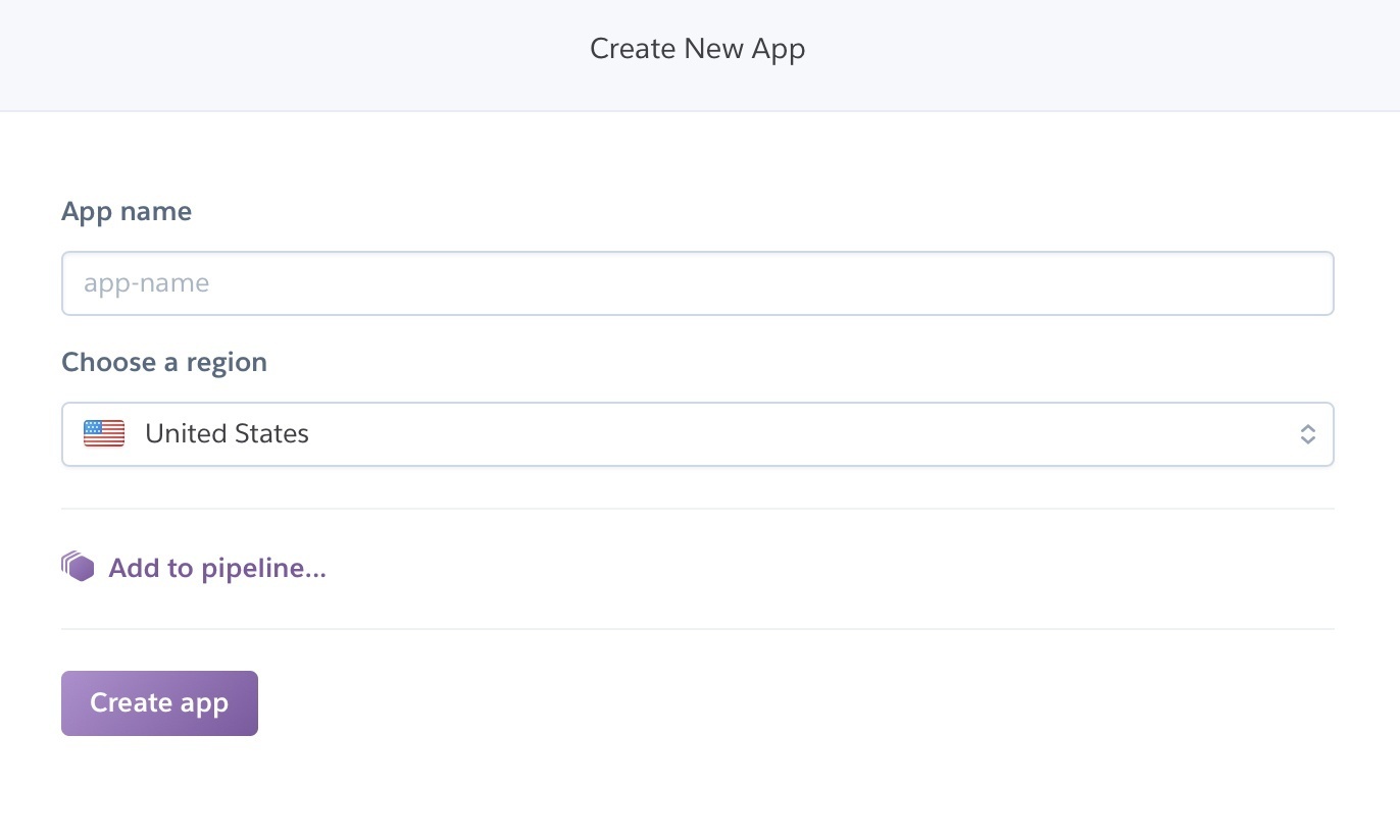 Screen of Heroku platform