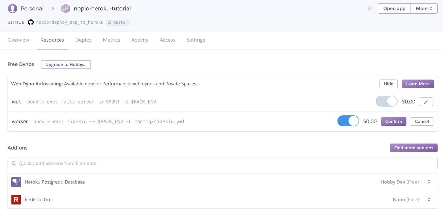 Screen of Heroku platform 12