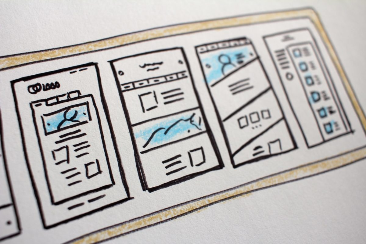 Website vs landing page - 4 mockups compared side by side