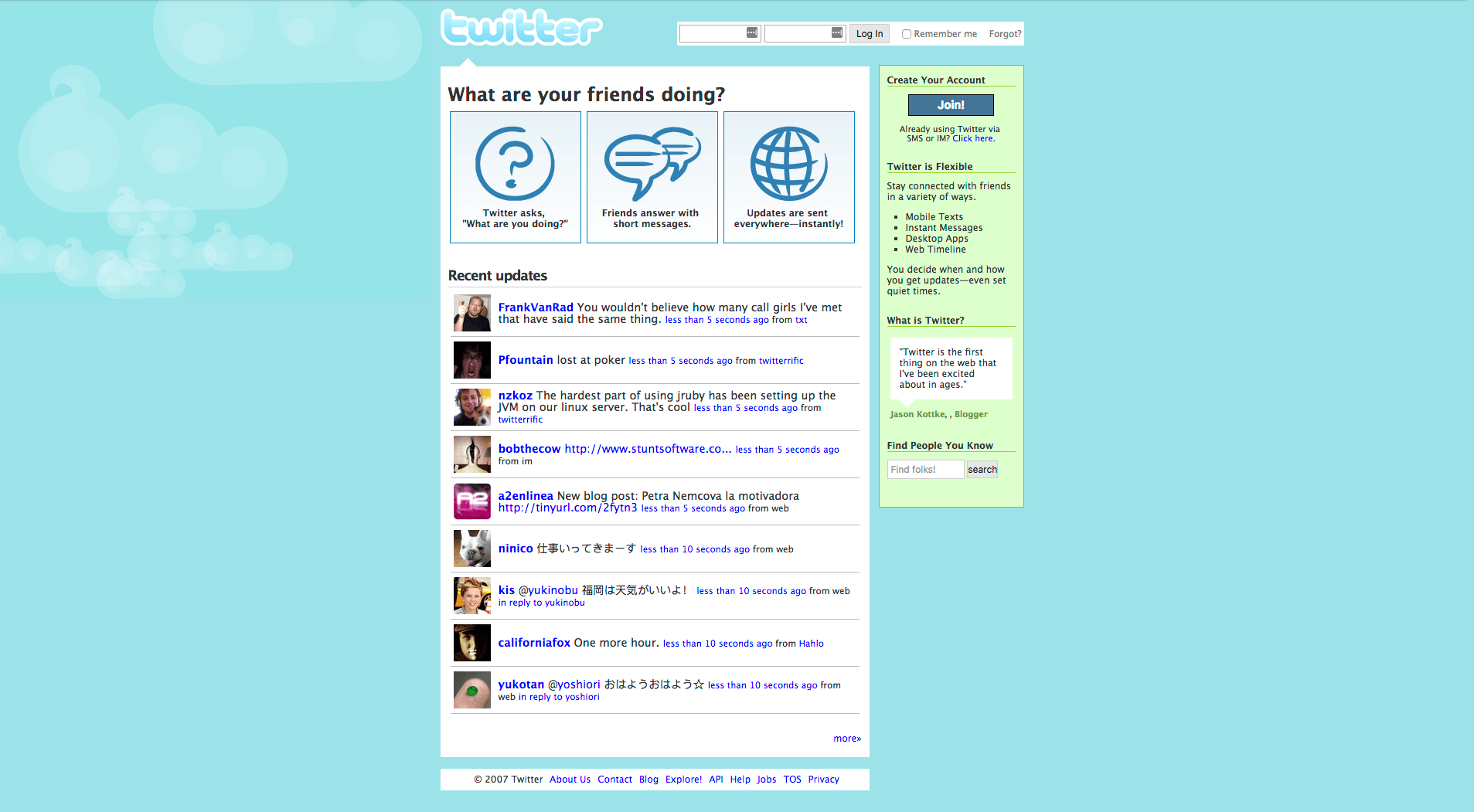 The slightly less fabulous Twitter of 2007